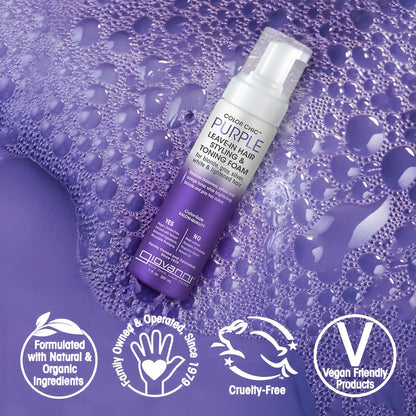 GIOVANNI Color Chic Purple Leave-In Foam – Toning & Volume for Blonde, Gray & Fine Hair | 7 fl oz