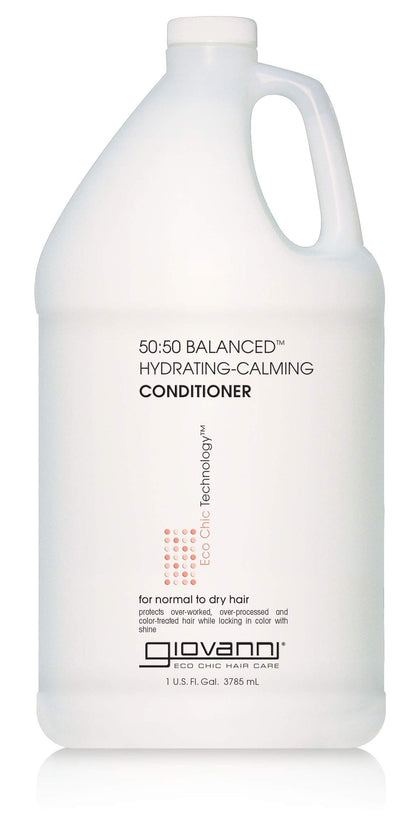 GIOVANNI Eco Chic 50:50 Balanced Hydrating-Calming Conditioner | pH Balanced, Color Safe, Sulfate Free, 128 oz