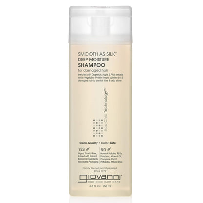 Giovanni Eco Chic Smooth as Silk Deep Moisture Shampoo – 8.5 oz | Hydrating, Silky-Soft Hair