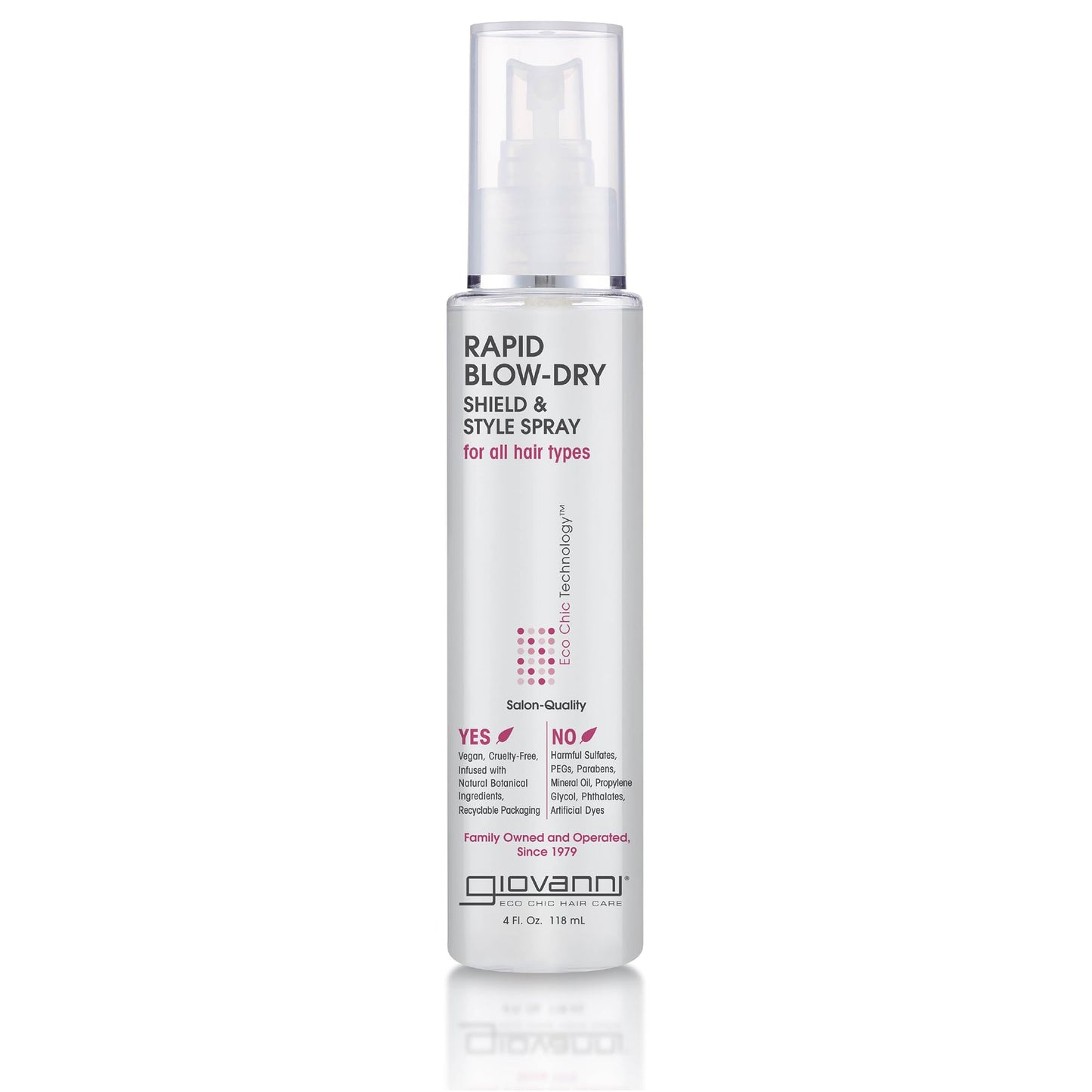 GIOVANNI Rapid Blow Dry Shield & Style Spray – Heat Protectant for All Hair Types | Vegan, 4 fl oz