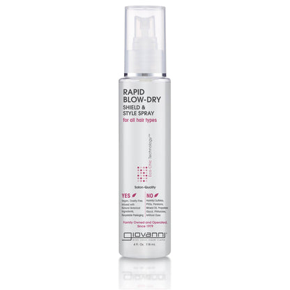 GIOVANNI Rapid Blow Dry Shield & Style Spray – Heat Protectant for All Hair Types | Vegan, 4 fl oz