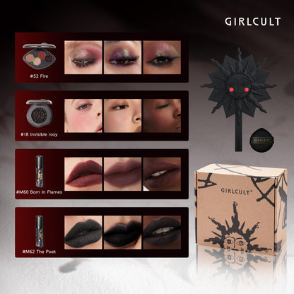 GIRLCULT 5-in-1 Makeup Gift Set – Eyeshadow Quad, Cream Blush, Matte Lip Stains & Hand Mirror