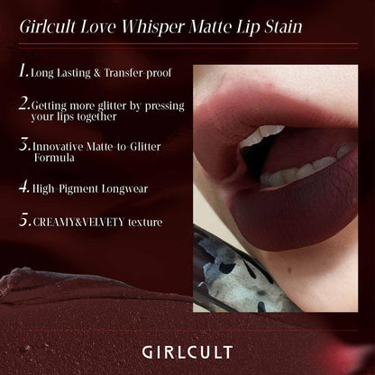 GIRLCULT Matte Lip Stain – Velvet Lip Tint, Long-Lasting, Transfer-Resistant, Non-Drying Formula (M60)