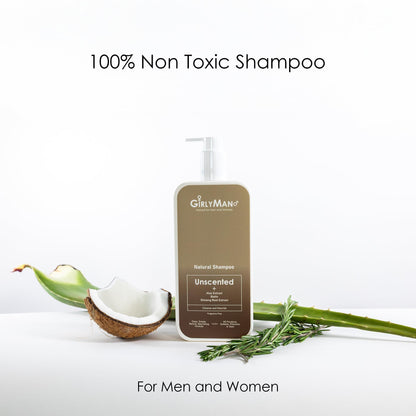 GirlyMan Natural Non-Toxic Shampoo – Olive Oil, Argan Oil & Biotin | Unscented