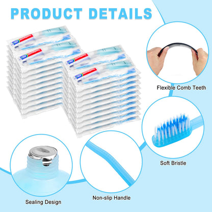 Gisdo 50-Pack Basic Toiletry Kits | 10-in-1 Travel Hygiene for Men & Women