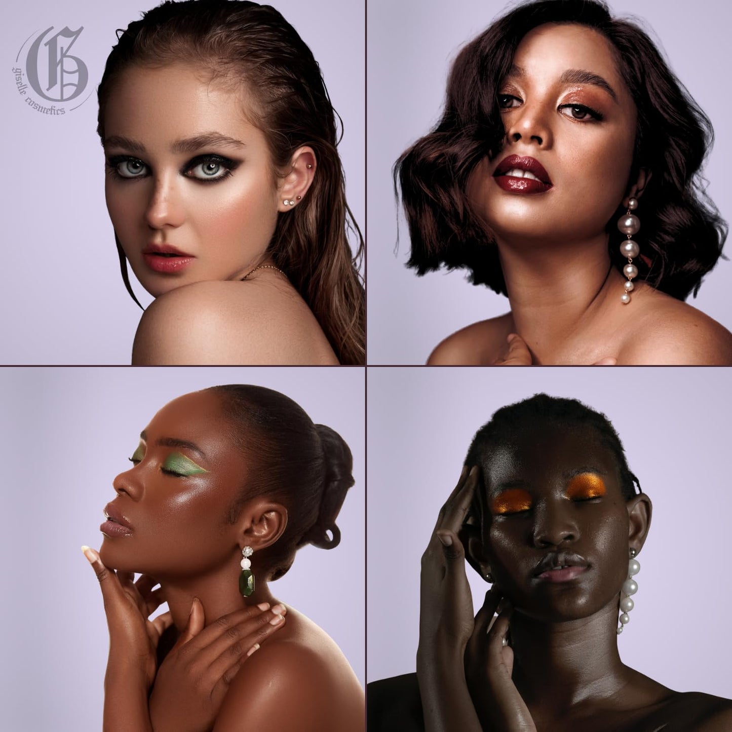 Giselle Cosmetics Coco Mineral Loose Eye Shadow – Organic, Talc-Free Shimmer Palette (Brown, Gold, Copper & White)