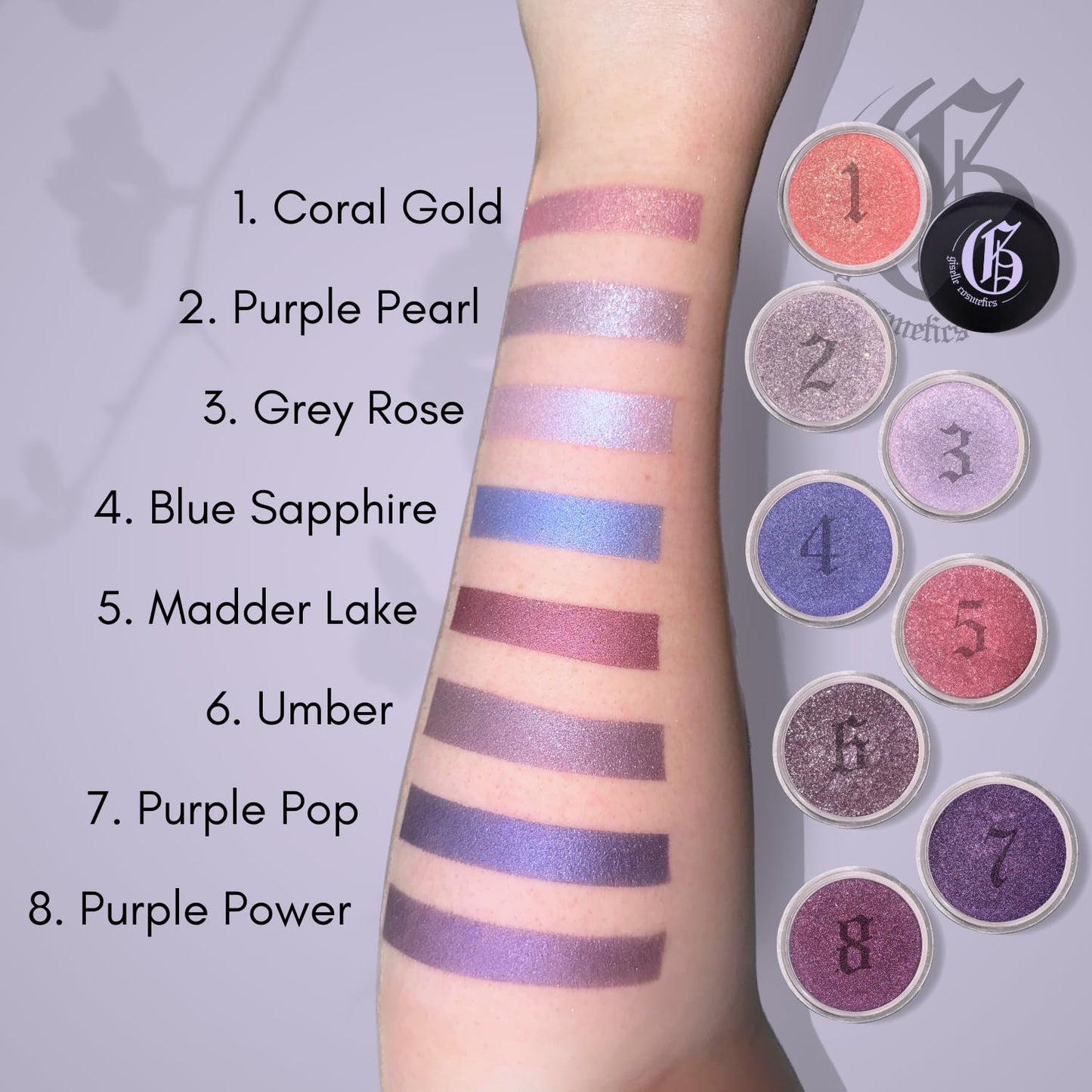 Giselle Cosmetics Purple Pearl Loose Mineral Eyeshadow – Organic, Talc-Free Glitter Eye Shadow