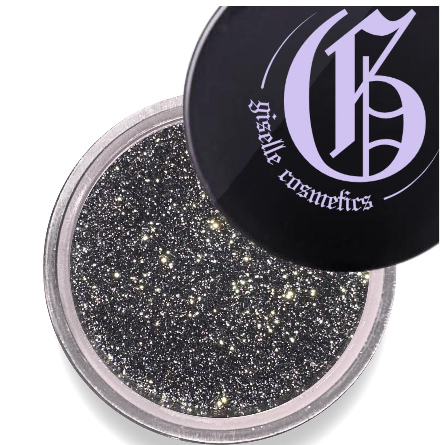 Giselle Cosmetics Diamond Coal Eye Shadow – Organic Mineral Glitter, Talc-Free Black & Silver Duochrome