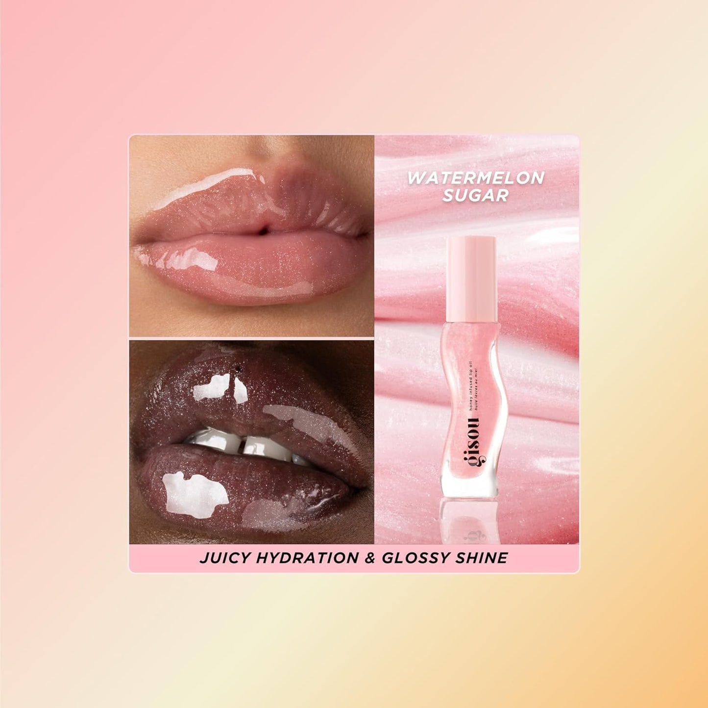 Gisou Honey Gloss On The Go Travel Set | Wildflower Honey Hair Perfume, Watermelon Sugar Lip Oil, Hair Oil