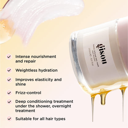 Gisou Honey Infused Hair Mask Travel Size — Hydration, Repair & Shine (2.5 fl oz)