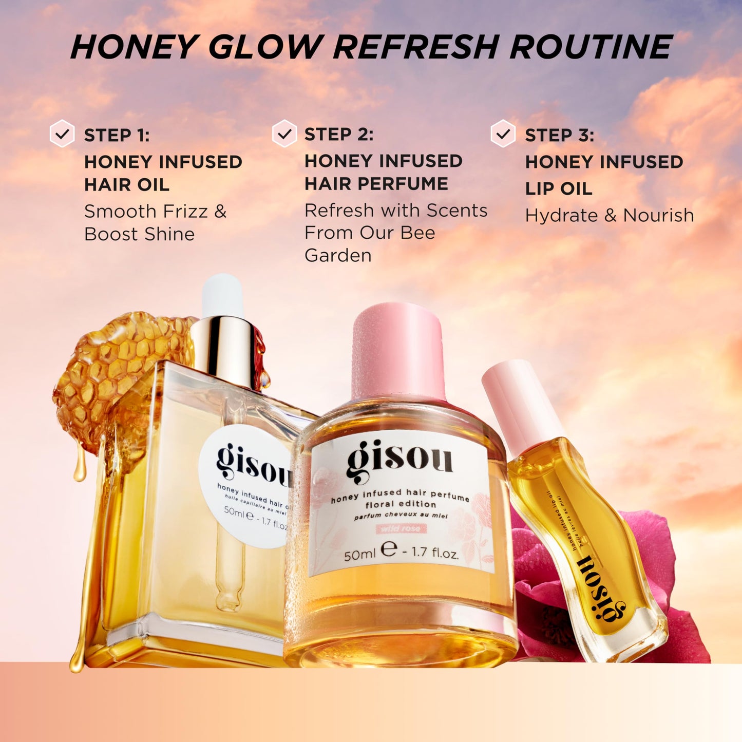 Gisou Honey Infused Hair Perfume Mini – Mirsalehi Honey & Argan Oil, Wild Rose