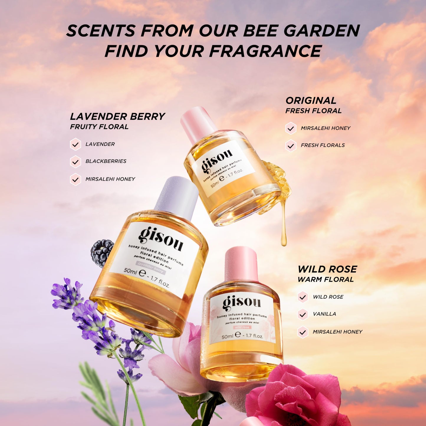 Gisou Honey Infused Hair Perfume – Long-Lasting Fragrance with Mirsalehi Honey & Argan Oil