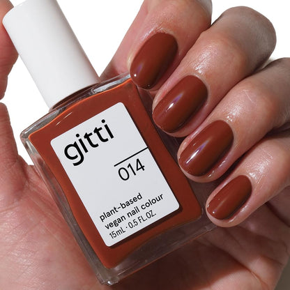 gitti Plant-based Nail Polish No. 014 Rustic Ember – 30-Free, Vegan, Cruelty-Free, Glossy Color (0.5 fl oz)