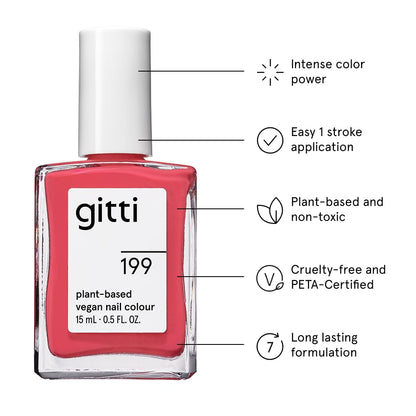 gitti Plant-Based Nail Polish No. 199 Rose Petals – 0.5 fl oz | Non-Toxic, 30-Free, Vegan & Cruelty-Free