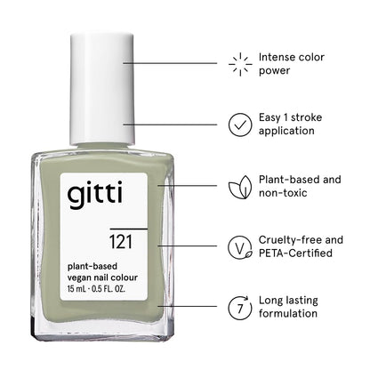 gitti Plant-based Nail Polish Sage Green – 30-Free, Cruelty-Free, 0.5 fl oz