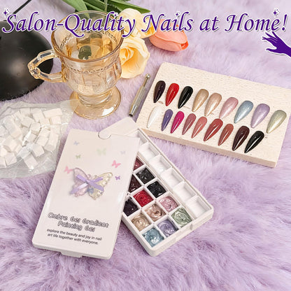 GJYUQHUA 18-Color Patting Gel Polish & Tools Kit for Ombre Nails | Gradient Blooming DIY Manicure