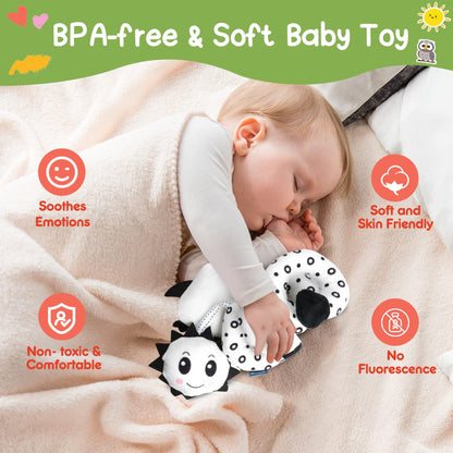 GKDOMS Baby Spiral Hanging Toy — Black & White High-Contrast Plush for Stroller & Car Seat
