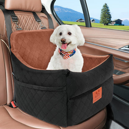 GL GLENSLAVE Dog Car Seat for Small/Medium Dogs – Thick Cushion, Washable Cover & Pockets