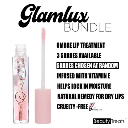 Glam Lux Beauty Bundle: Mystery Makeup Sets + Patches, Matte Blush, Setting Spray & Ombre Lip Treatment