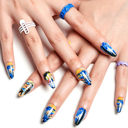 GLAMERMAID ThanksGiving Almond Press-On Nails – Gel Finish, 24 Pcs, Reusable Glue-On Tips
