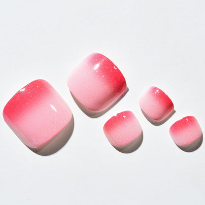 GLAMERMAID Press On Toenails - Hot Pink Ombre Gel Glue On Nails