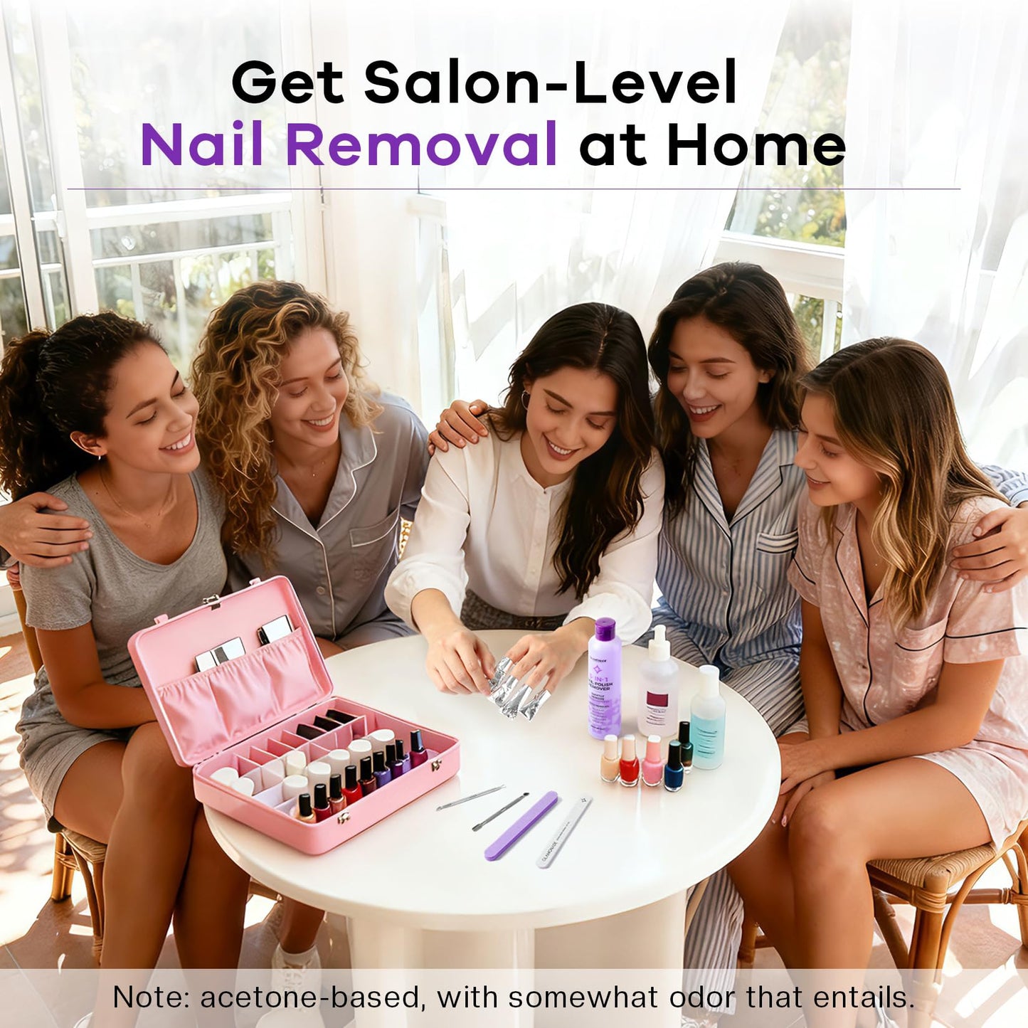 Glamonade Acetone Nail Polish Remover – 8 oz x 2 Pack for Gel, Acrylic, Dip Powder (Grape Seed Oil)