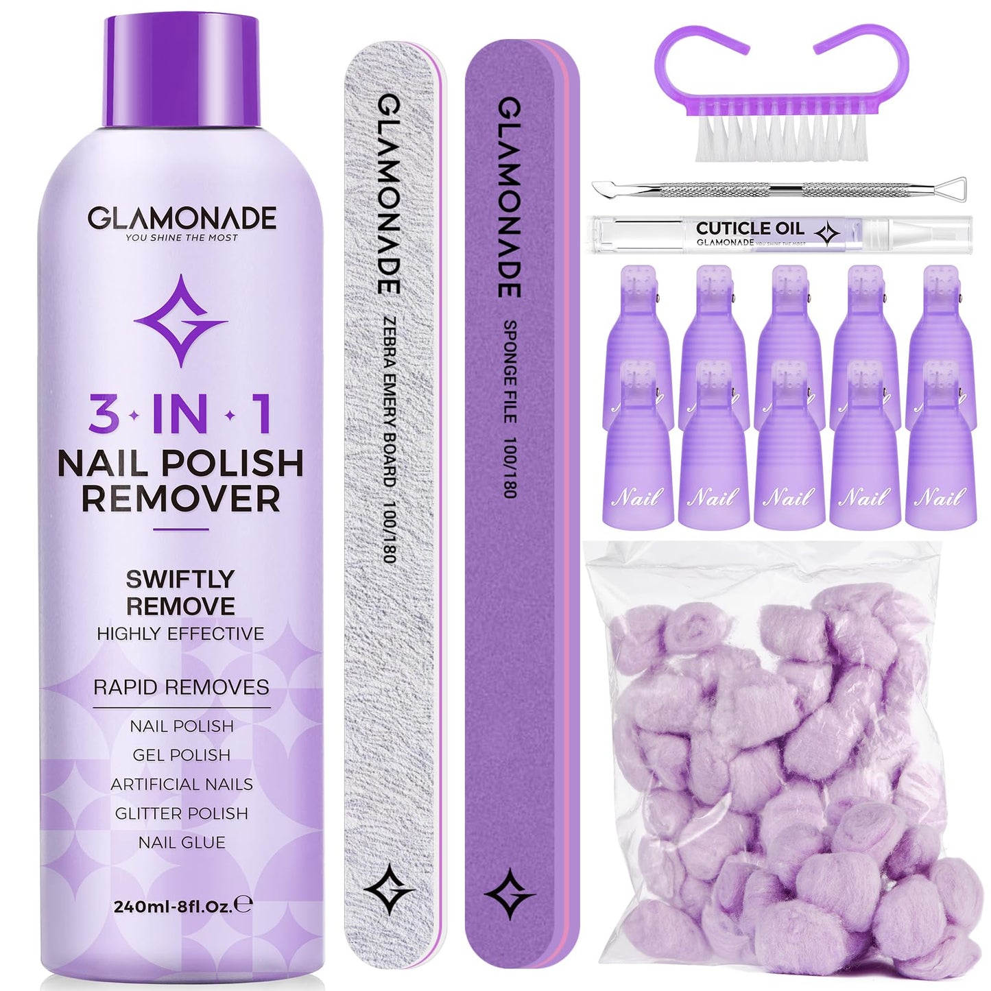 Glamonade Acetone Nail Polish Remover Kit – Quick Gel & Dip Powder Removal
