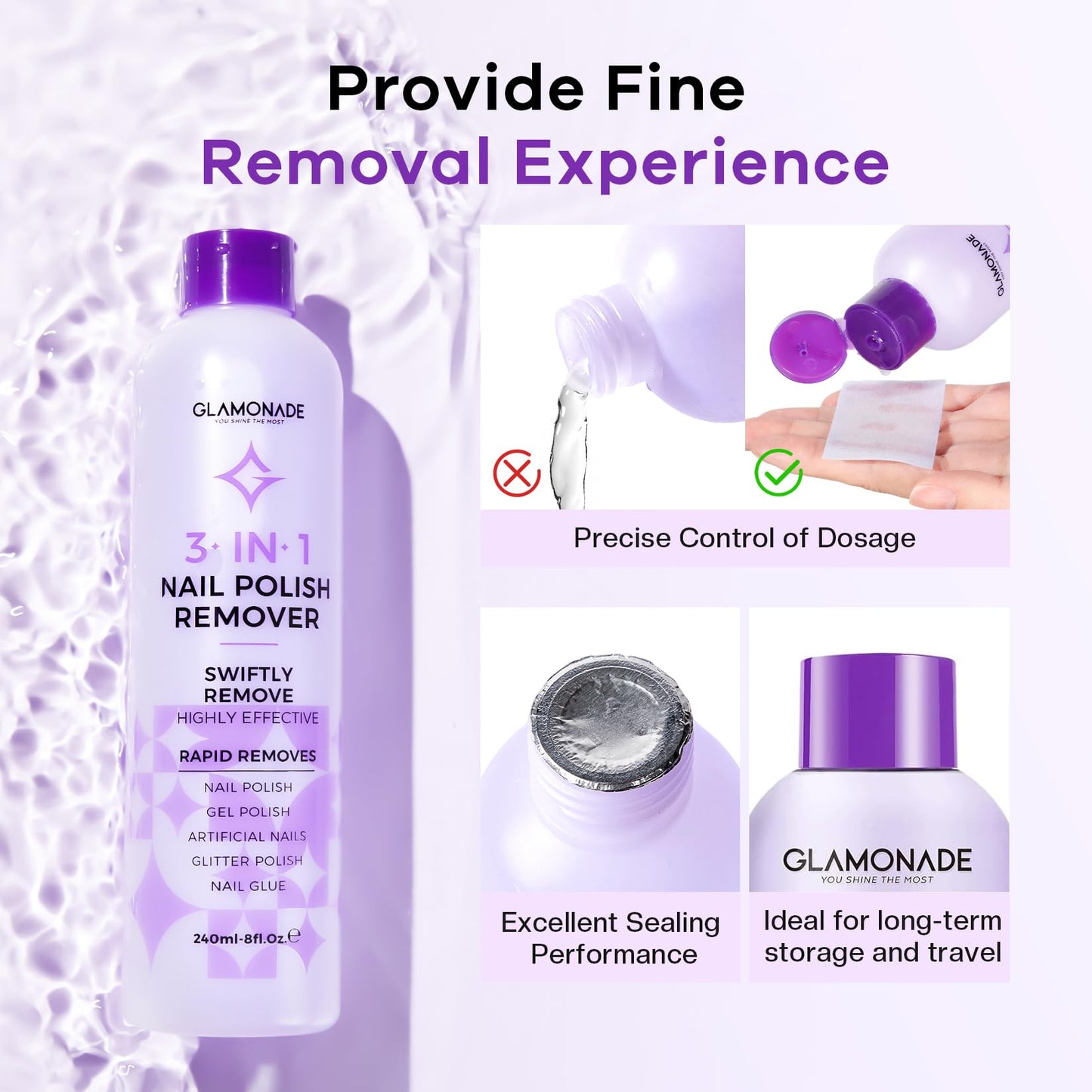 Glamonade Acetone Nail Polish Remover Kit – Quick Gel & Dip Powder Removal