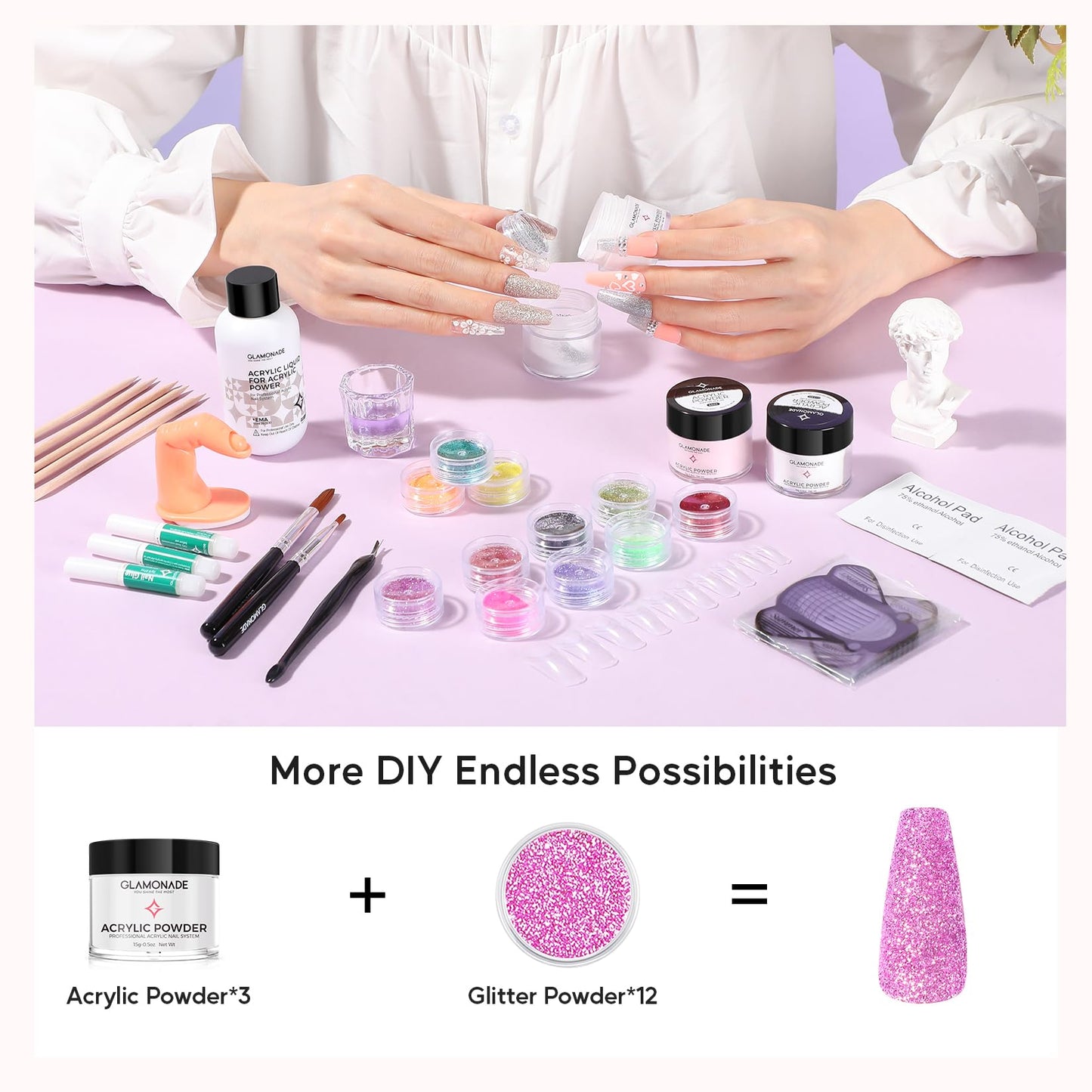 Glamonade Nail Kit Acrylic Set for Beginners | Professional Starter Supplies