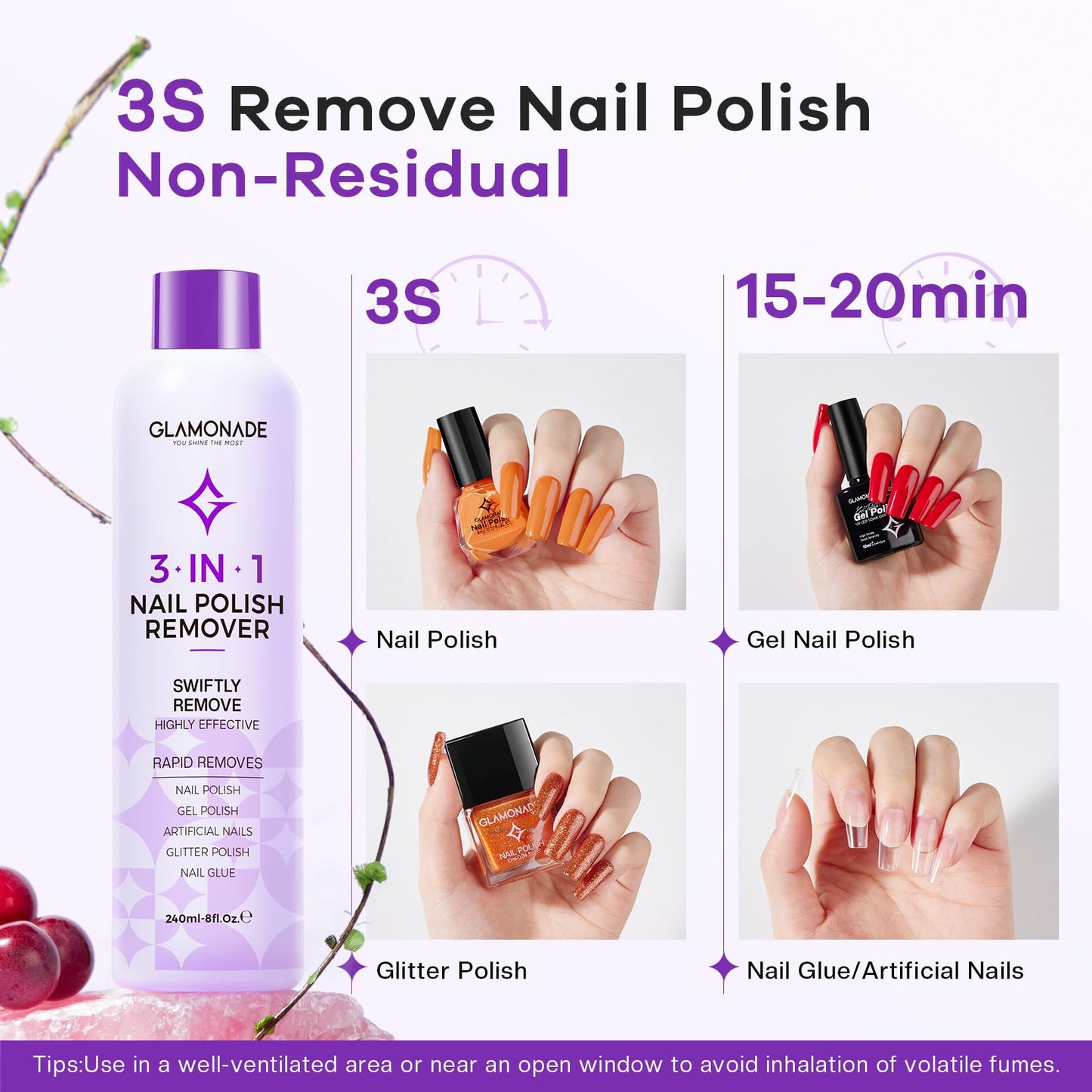 Glamonade Acetone Nail Polish Remover Kit – Quick Gel & Dip Powder Removal