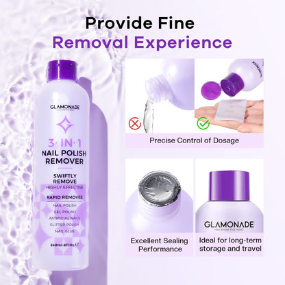 Glamonade Acetone Nail Polish Remover Kit | Gel Removal Kit with Tools & Cuticle Oil