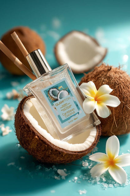 Glampton Caribbean Coconut Shimmer Fragrance Mist – 3.4 oz | Vegan & Cruelty-Free