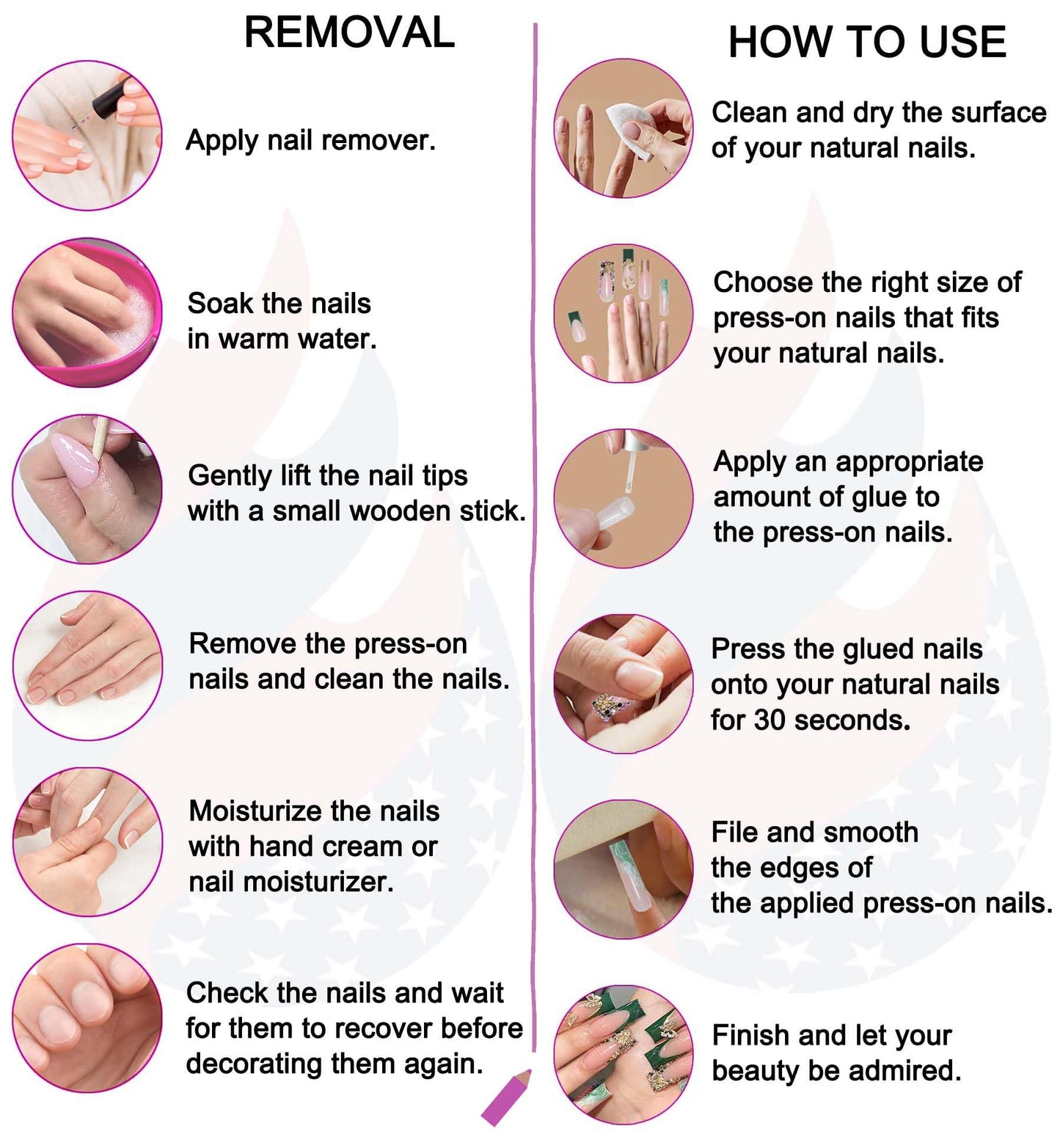Gleamrain Almond Shape Press-On Nails – 10 Pcs, Medium (M) | Floral Design