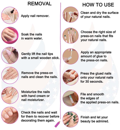 Gleamrain Almond Shape Press-On Nails – 10 Pcs, Medium (M) | Floral Design