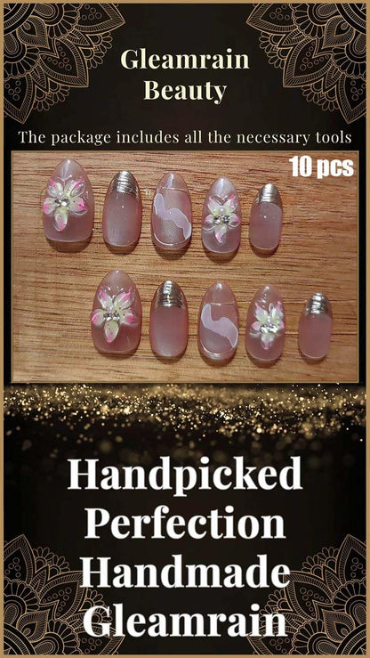 Gleamrain Handmade Almond Shape Press-On Nails – Luxury 10-Piece Set