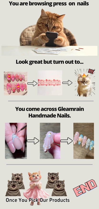 Gleamrain Xxl Press-On Nails Square Magenta – 10pcs M Size Pattern 1111