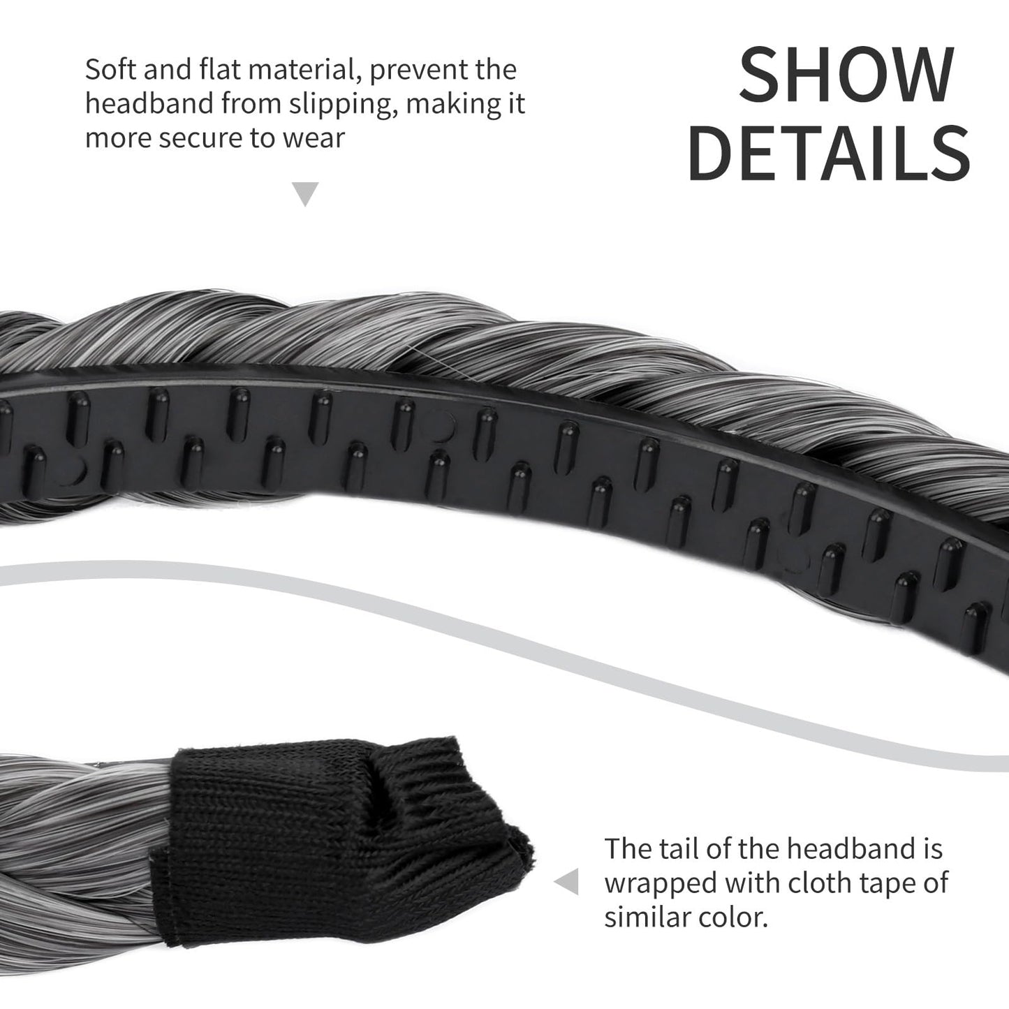 Gledola Braided Headband With Teeth Braids – Dark Gray