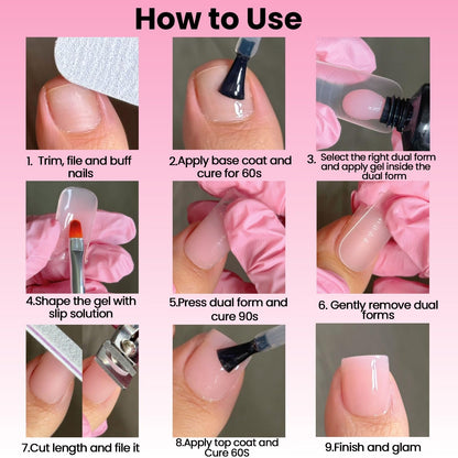 GlimightyX Poly Gel Toenail Kit with UV Lamp – 3 Colors, Dual Forms, DIY Pedicure