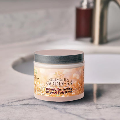 GLIMMER GODDESS Organic Whipped Body Butter – Gold Shimmer Level 3 | Deep Hydration & Radiant Glow | 4.0 oz