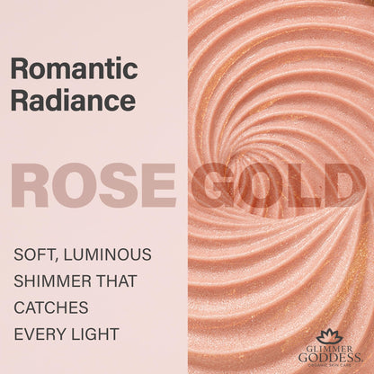 Glimmer Goddess Shimmer Body Butter with Organic Whipped Shea Butter – Hydration, Rose Gold Glow, 4 oz