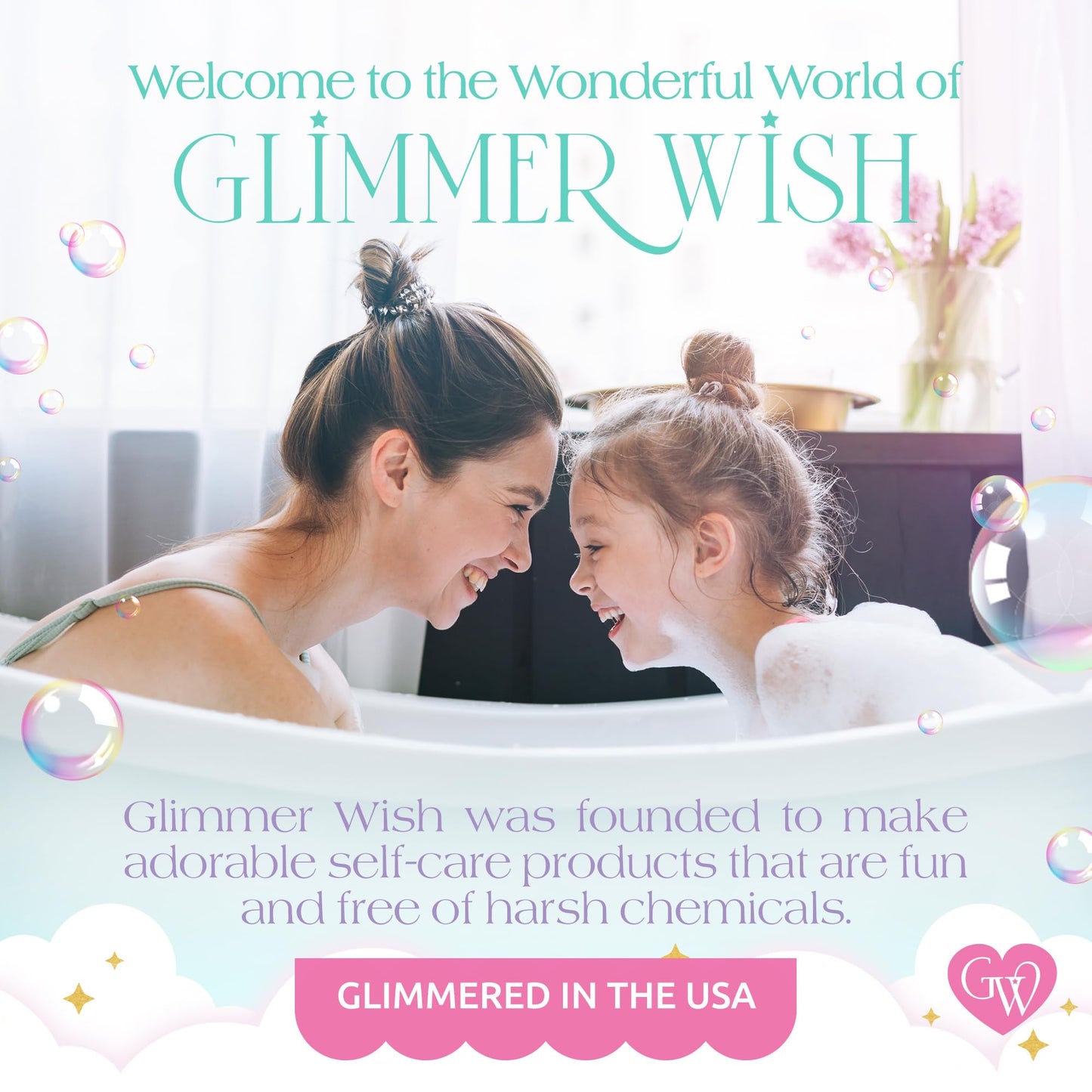 Glimmer Wish Mermaid Kids Body Wash – Gentle, Sulfate-Free Cleanser for Kids, Tropical Beach Scent, 12 Fl Oz