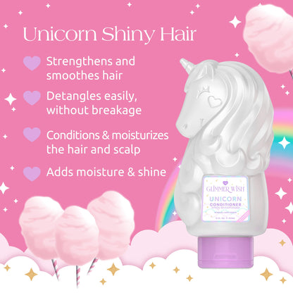 Glimmer Wish Unicorn Kids Conditioner – Paraben & Sulfate Free, Cotton Candy Scent, 12 Fl Oz