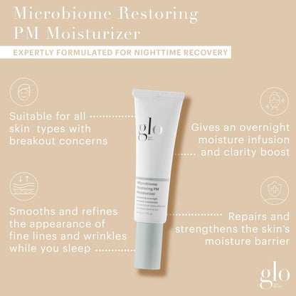 Glo Skin Beauty Microbiome Restoring PM Moisturizer – Oil-Free Night Gel-Cream for Acne-Prone Skin