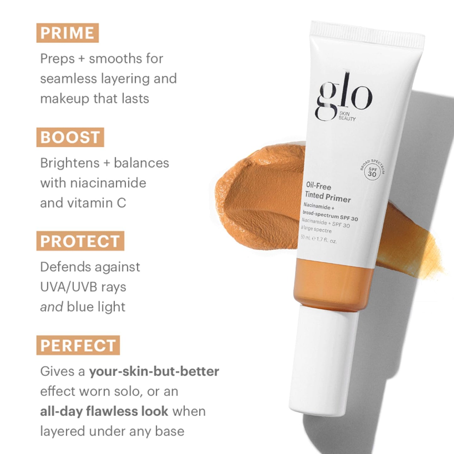 Glo Skin Beauty Oil-Free Tinted Primer SPF 30 – Medium Deep (1.7 Fl Oz)
