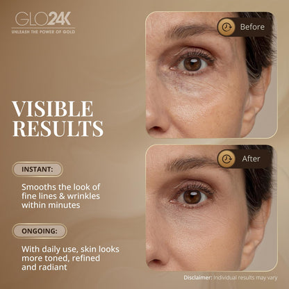 GLO24K Instant Facelift Cream – 24k Gold, Hyaluronic Acid, Peptides & Vitamins | Value Pack of 3