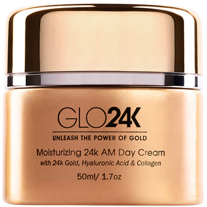 GLO24K Neck & Face LED Beauty Massager + 24k Moisturizing Day Cream | At-Home Spa Duo