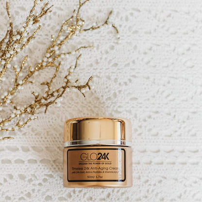 GLO24K 24k Gold Anti-Aging Cream & Serum – Peptides & Vitamins A C E