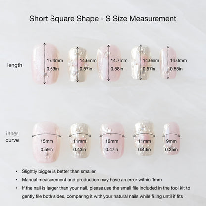 GLORS Purely Handmade Press On Nails — Pink Purple Cat-Eye Buccilati, Short Square, 10pcs (SS)