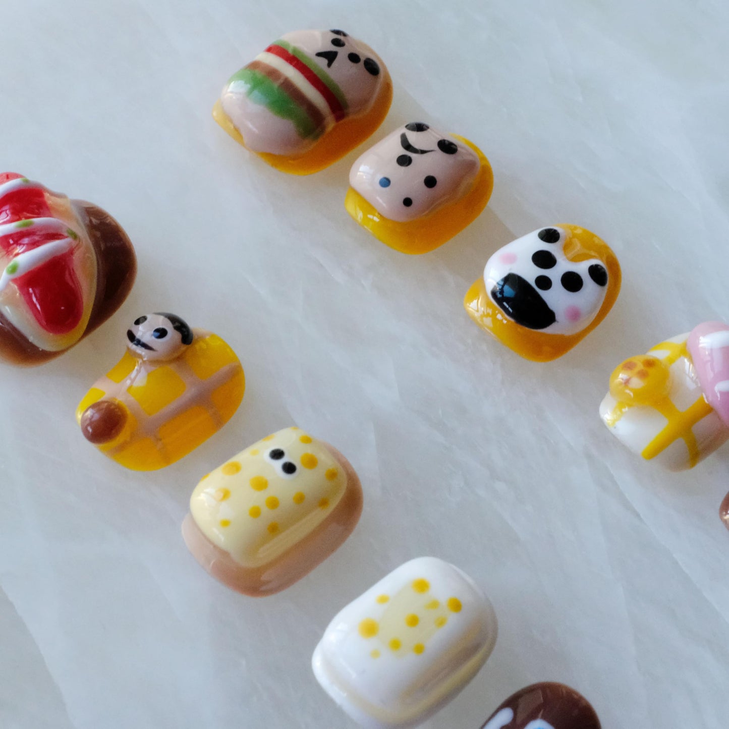 GLORS Purely Handmade Press On Nails | Cute Cartoon Design | Short Square, 10pcs (Small SS)