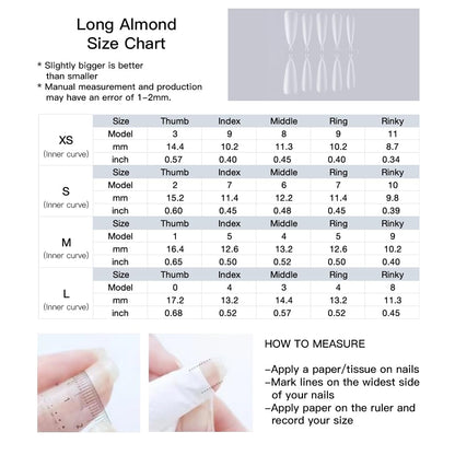 GLORS Luxury Long Almond Press-On Nails – Black & Silver Glitter with 3D Rhinestones (10 Pieces, Medium, LS)